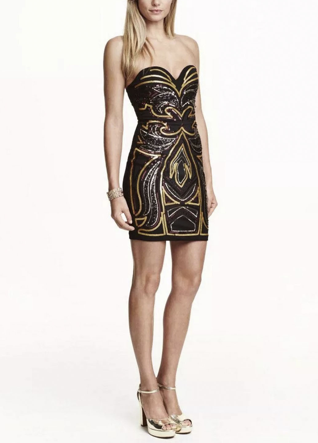 Чорна вечірня сукня H&M з абстрактним візерунком