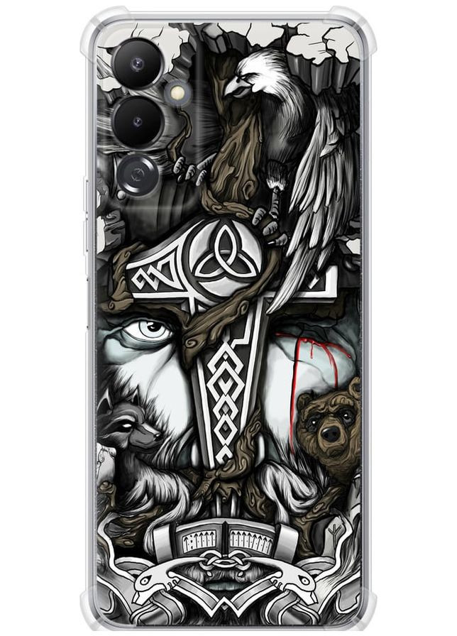 Силіконовий протиударний с посиленими кутами чохол 'Тату Вікінг' для Endorphone Tecno Pova 4 LG7n (261027946)