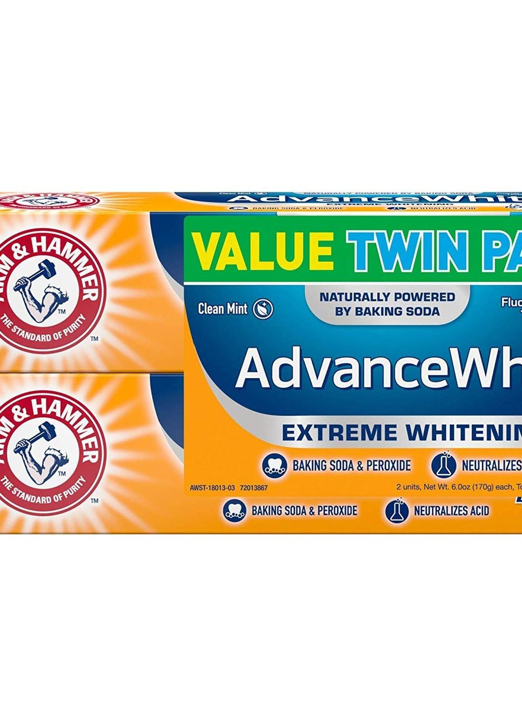 Зубная паста Advance White Anticavity Fluoride Toothpaste Clean Mint Twin Pack 6 oz (170 g) Each Arm & Hammer (266554595)