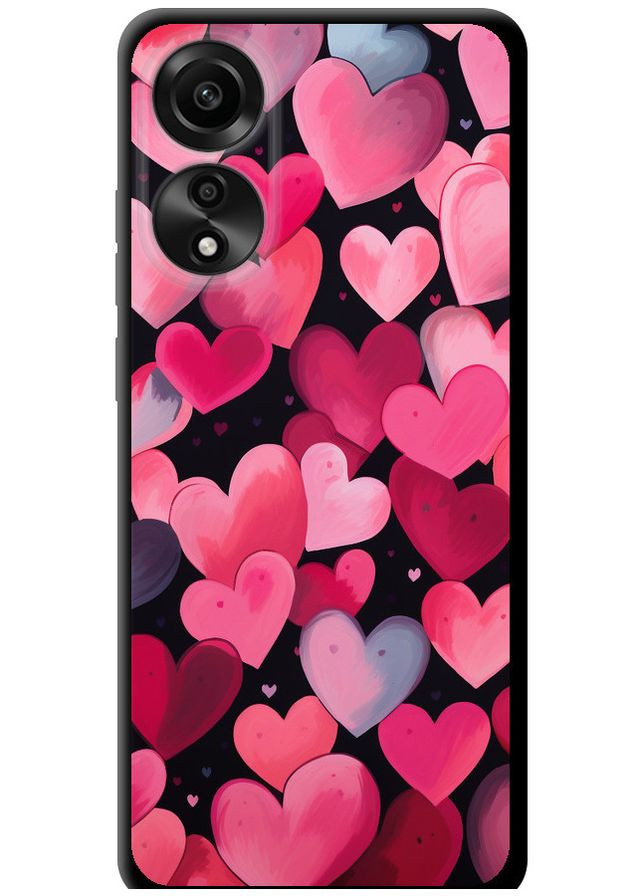 TPU чорний чохол 'Сердечка 4' для Endorphone Oppo A78 4G (267236852)