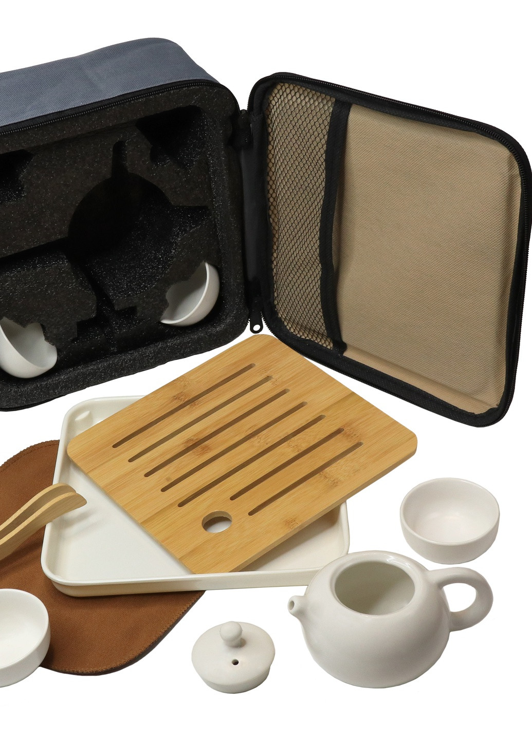 Дорожный набор для чайной церемонии Чайничек + 4 пиалы + бамбуковая чабань + щипцы UFT tset3 (259316894)