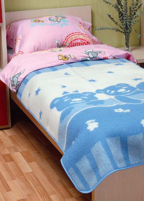 Одеяло жаккардовое шерстяное Люкс Умка 100х140 бело-голубой Vladi (257457606)