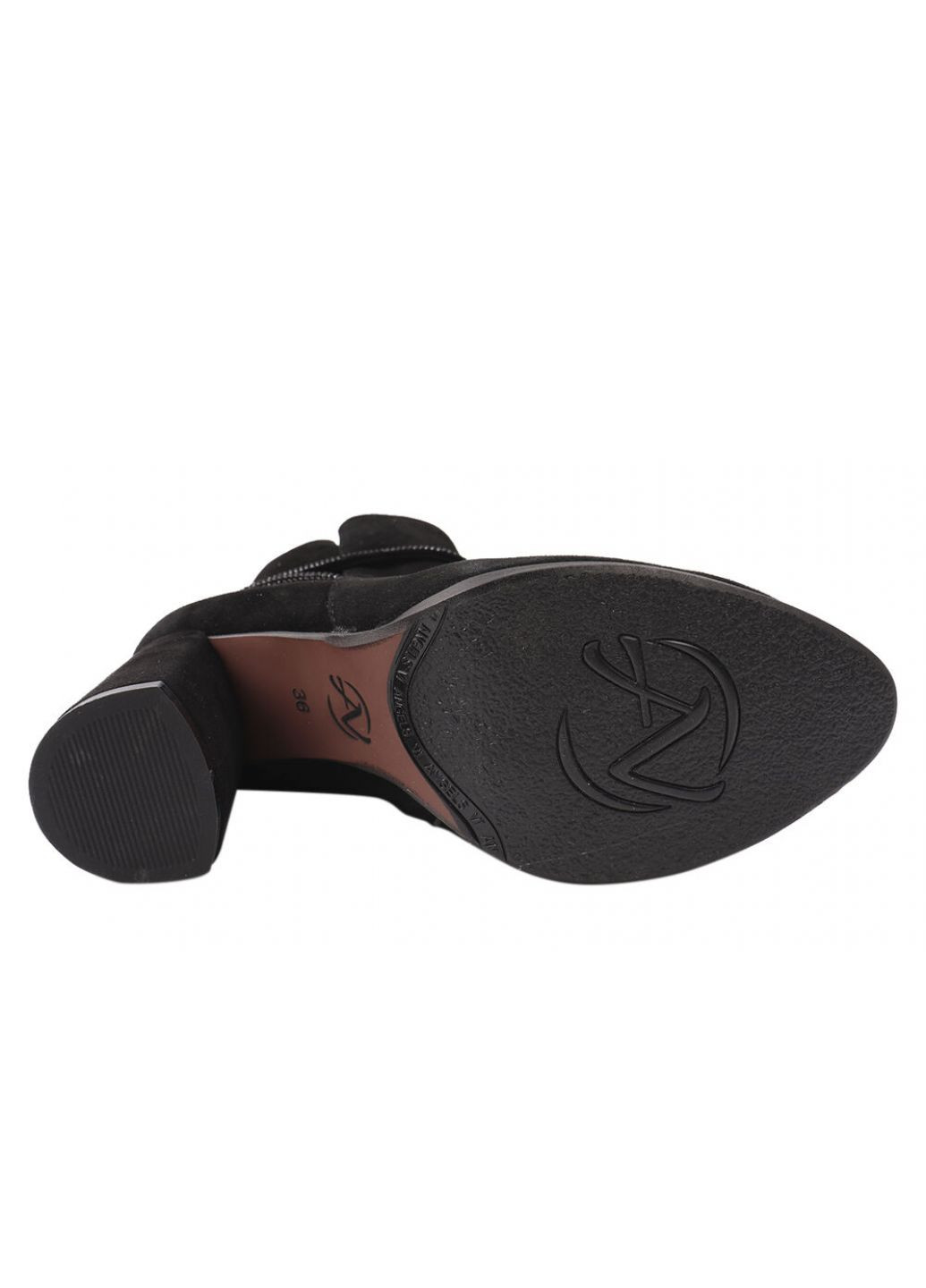 Черные ботильоны женские из натуральной замши, на большом каблуке, цвет черный, украина Angels 105-21DH