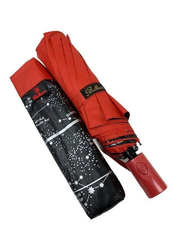 Зонт жіночий напівавтомат M19302 "Зоряне небо", 10 спиць Червоний Bellissimo (276840789)