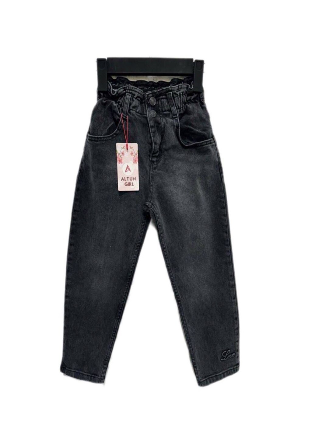 Черные демисезонные джинсы мом для девочки Altun