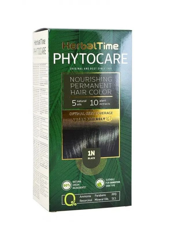 Краска для волос безаммиачная Phytocare №1N Черный 125 мл Herbal Time (260947351)