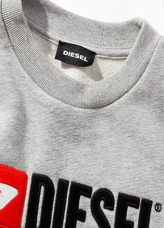Diesel свитшот логотип светло-серый спортивный, повседневный, кэжуал хлопок