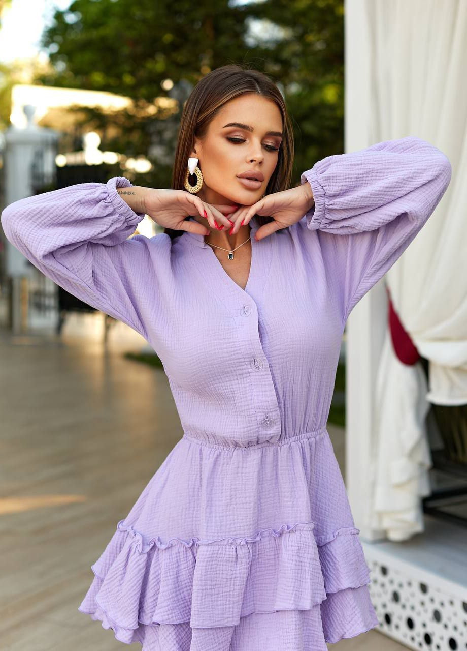Фиолетовое повседневный платье муслиновое летнее LeVi