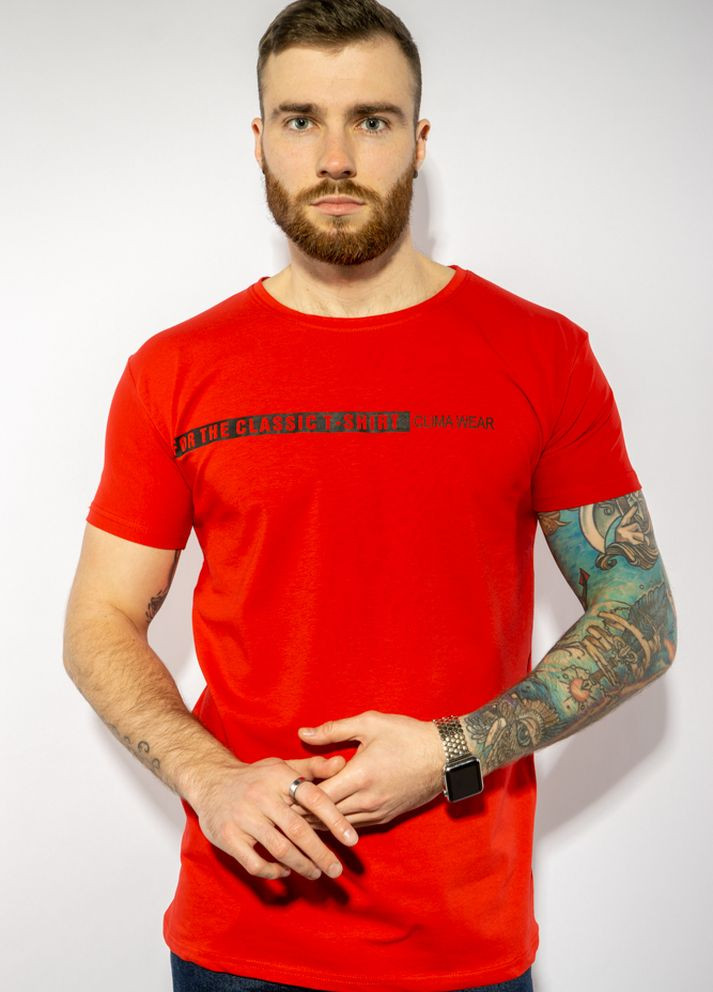 Красная футболка с надписью на груди (красный) Time of Style