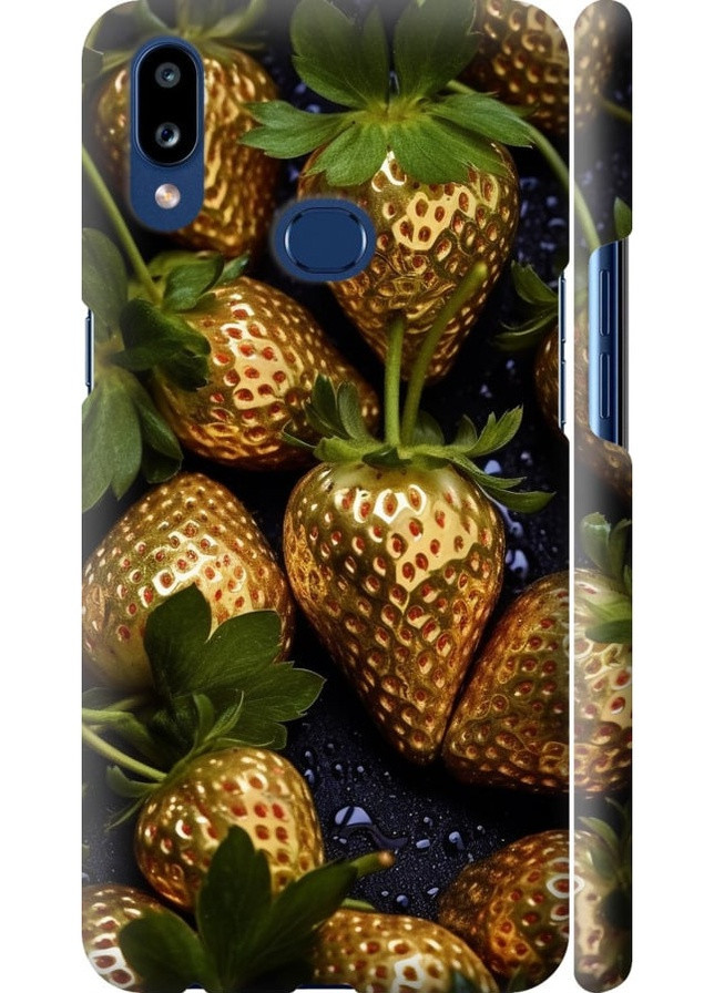 3D пластиковый матовый чехол 'Золотая клубника' для Endorphone Samsung Galaxy A10s A107F (259320550)
