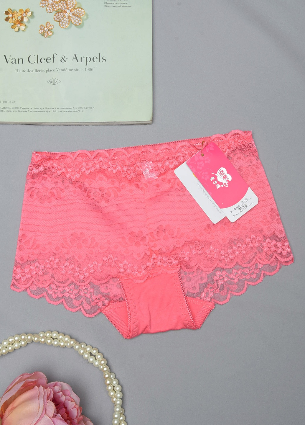 Труси жіночі гіпюрові рожевого кольору розмір 40-42 Let's Shop (257588870)