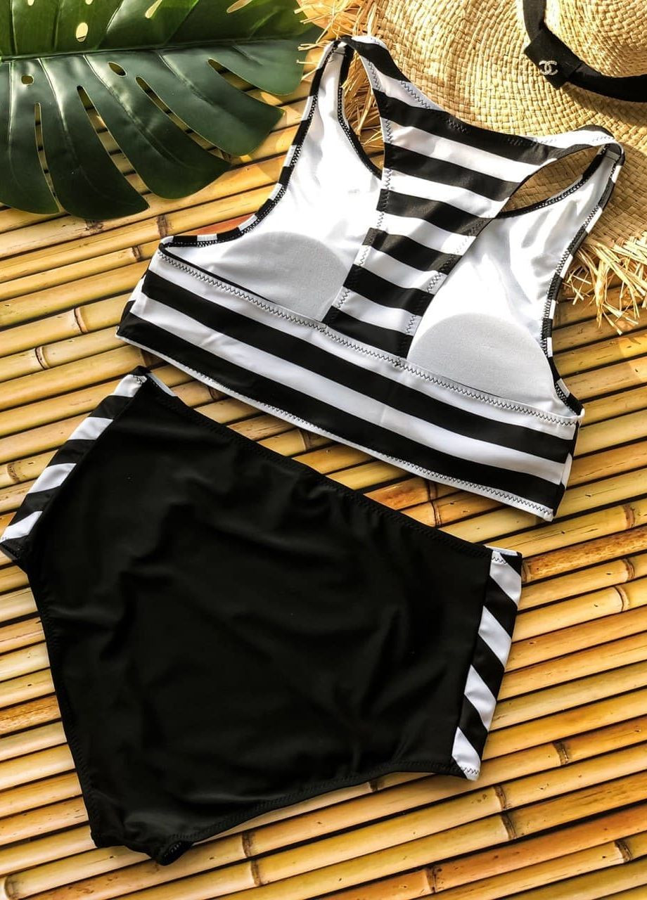 Чорно-білий літній купальник роздільний Liton