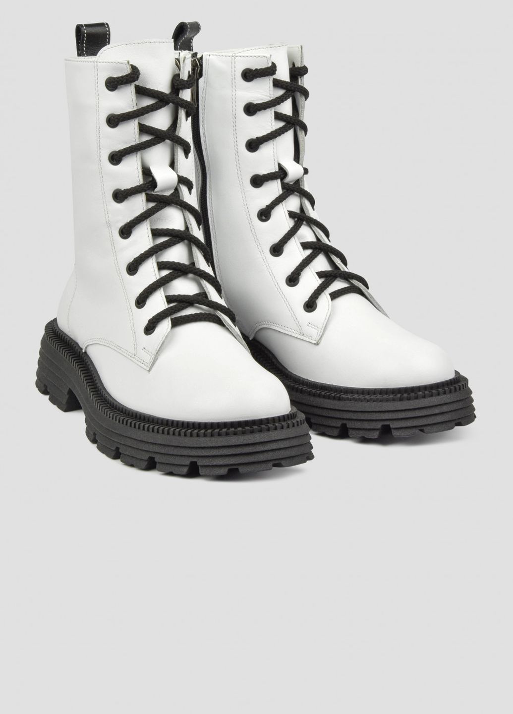 Білі шкіряні черевики на шнурівці Villomi (277172188)