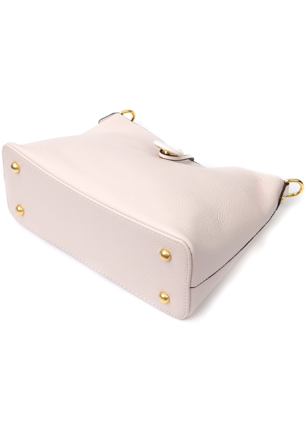 Шкіряна жіноча сумка з оригінальною застібкою ґудзиком 22321 Біла Vintage (276457566)