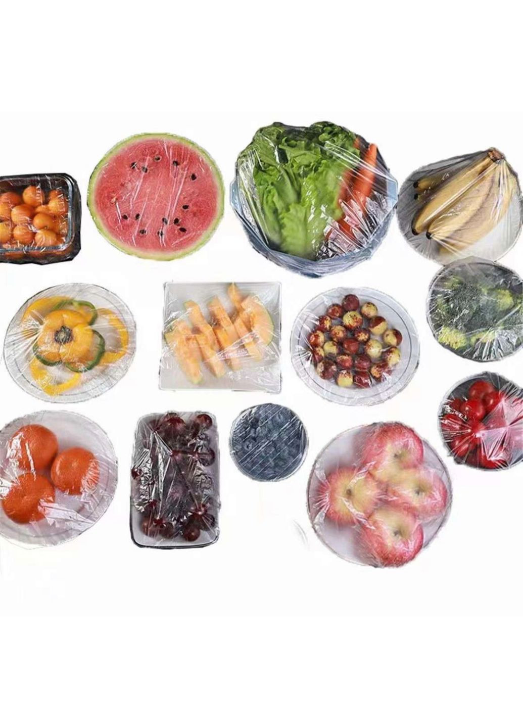 Універсальні пакети на гумці для зберігання продуктів у холодильнику кришка-чохол на тарілку (набір 100 шт.) Qsheng (260535909)