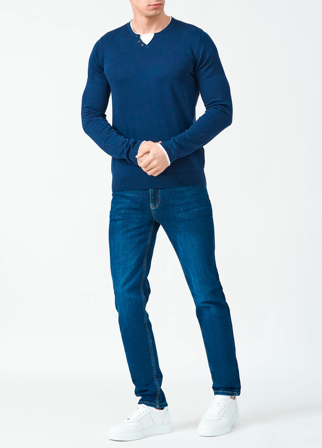 Синий демисезонный свитер Fred Mello