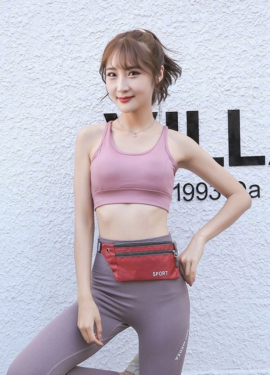 Поясна спортивна бананка маленька сумка для бігу червона No Brand (277943069)