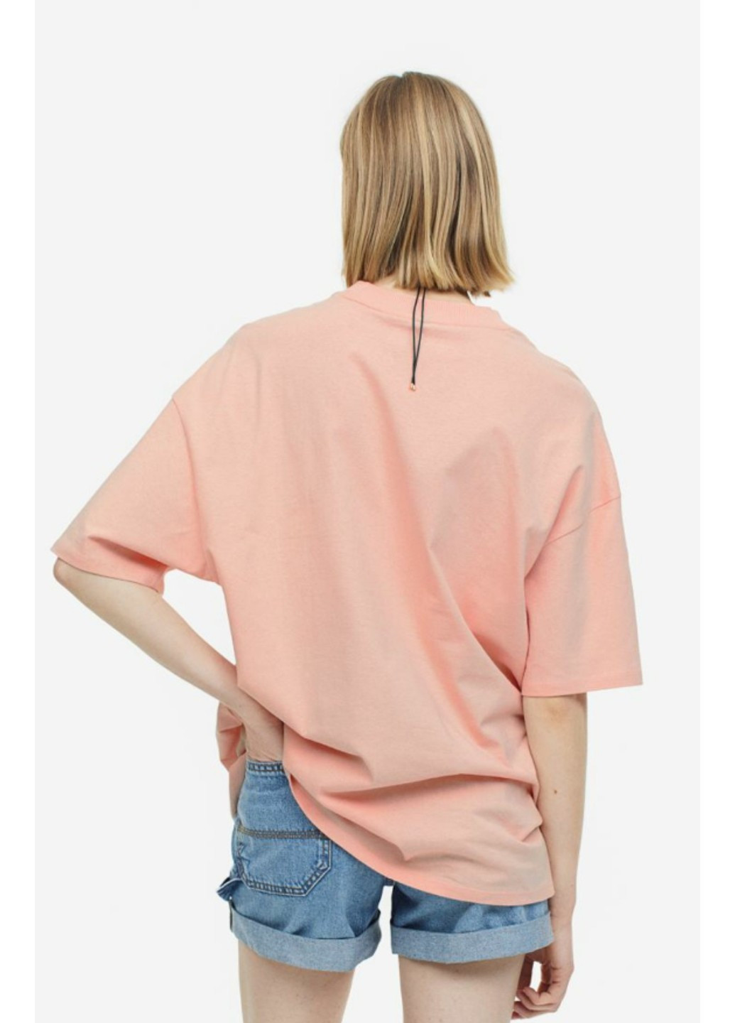 Розовая летняя женская футболка оверсайз н&м (55970) xs розовая H&M