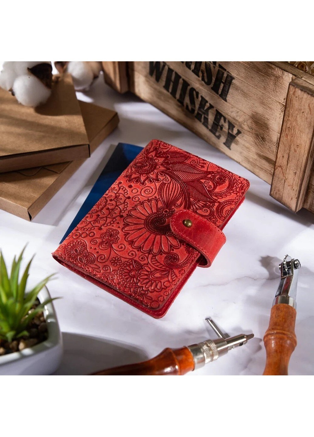 Обложка для паспорта из кожи «Mehendi Art» PB-02/1 Shabby Alga Темно-зеленый Hi Art (268371524)