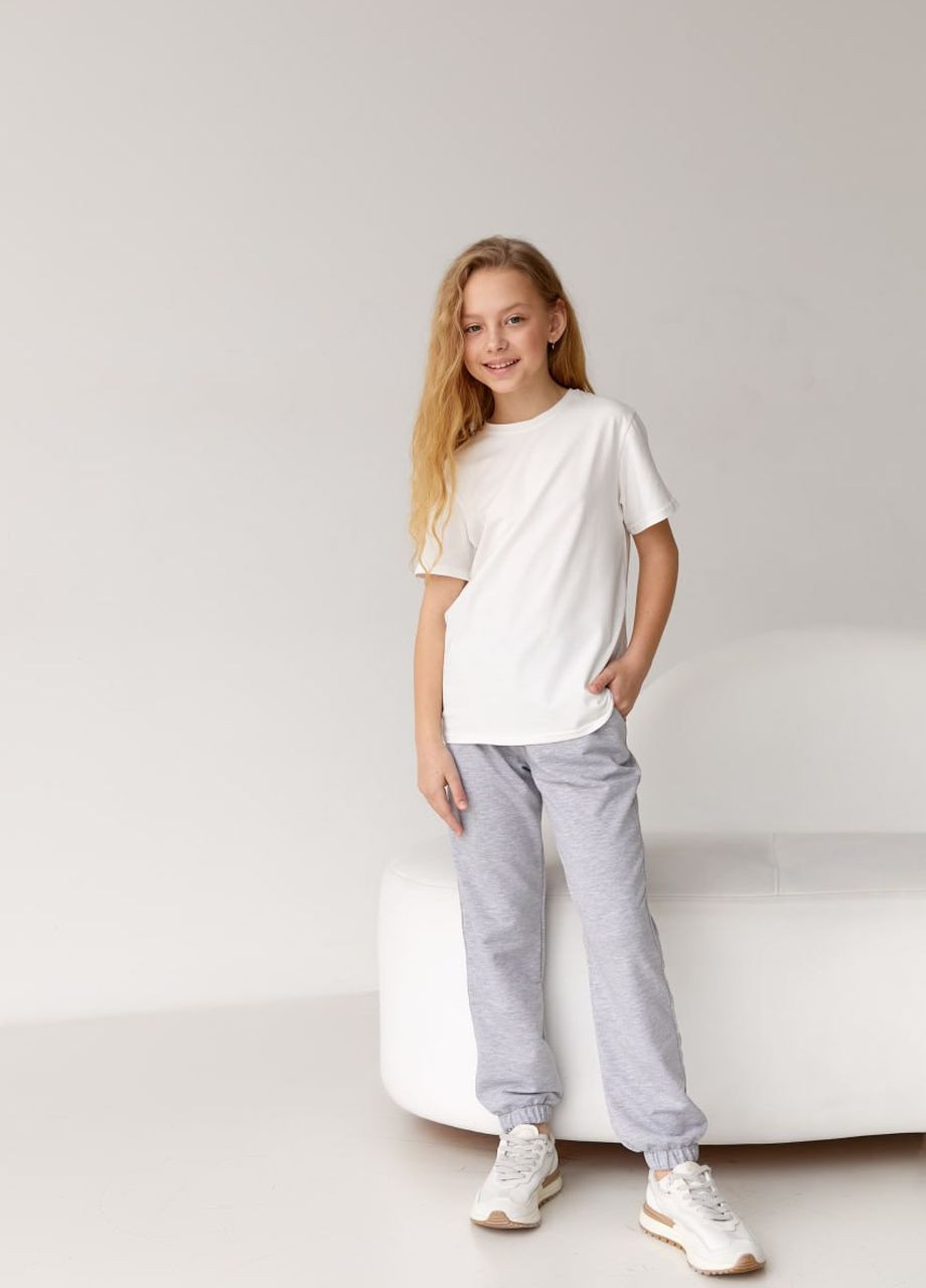 Біла базова дитяча однотонна футболка білого кольору 420873 New Trend