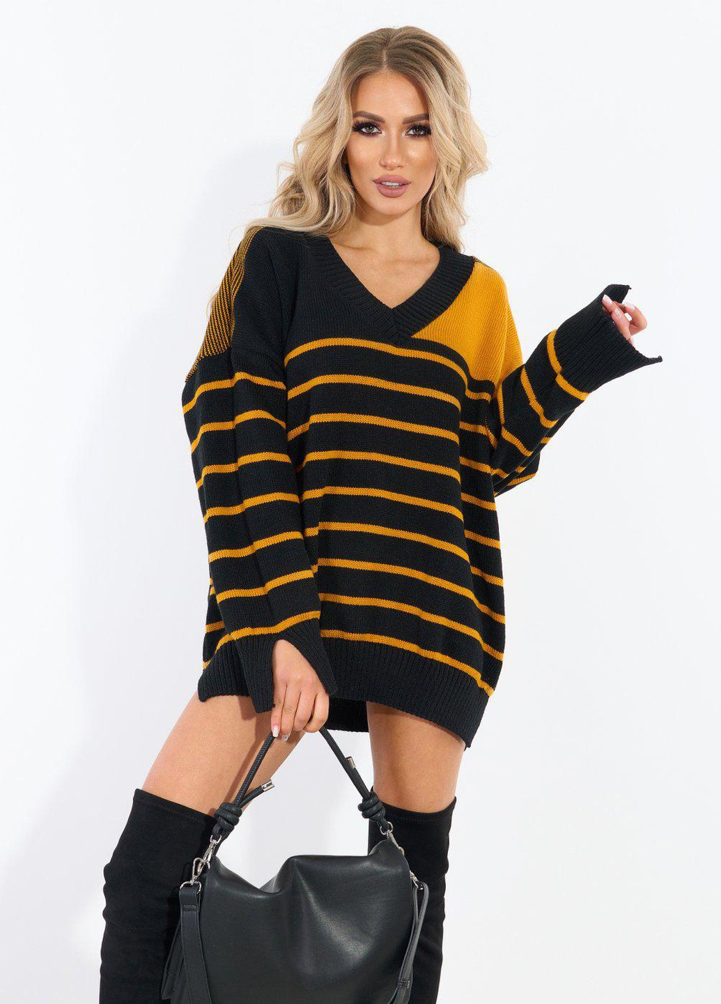 Черный светри стильний светр (110624) Lemanta