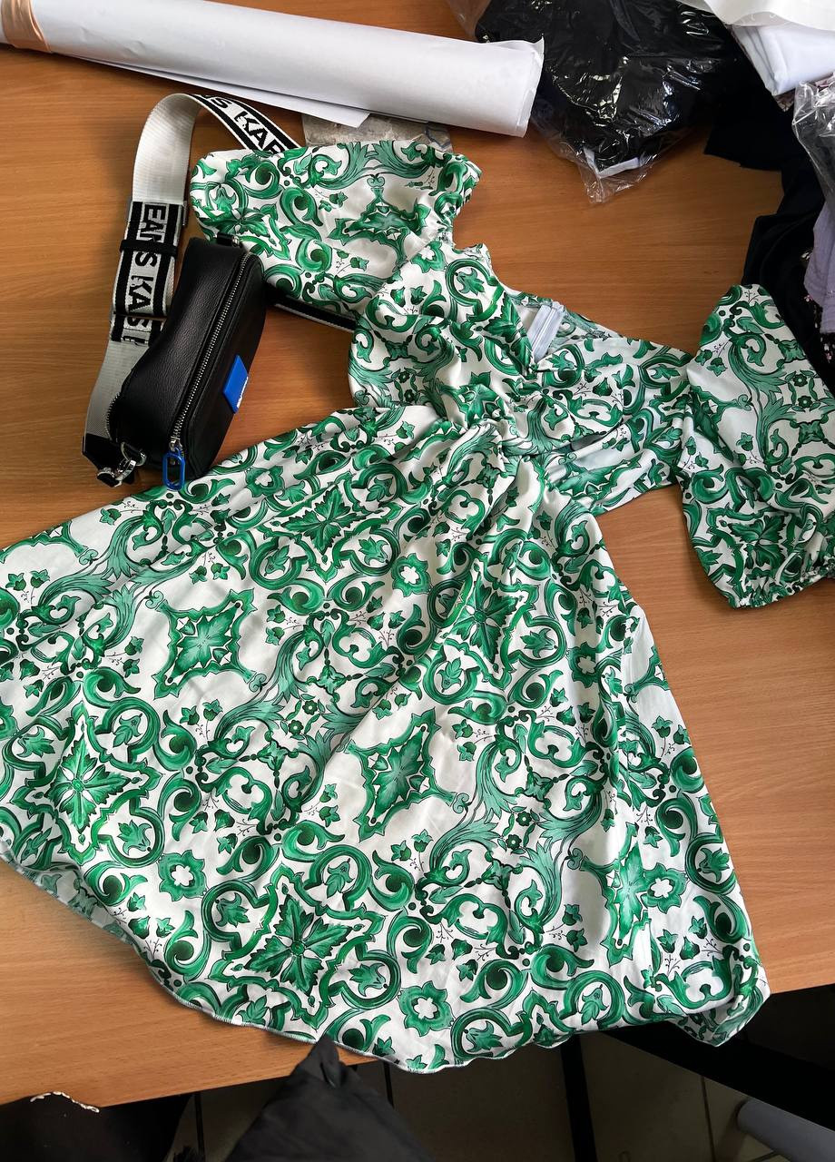 Зеленое женское платье штапель No Brand
