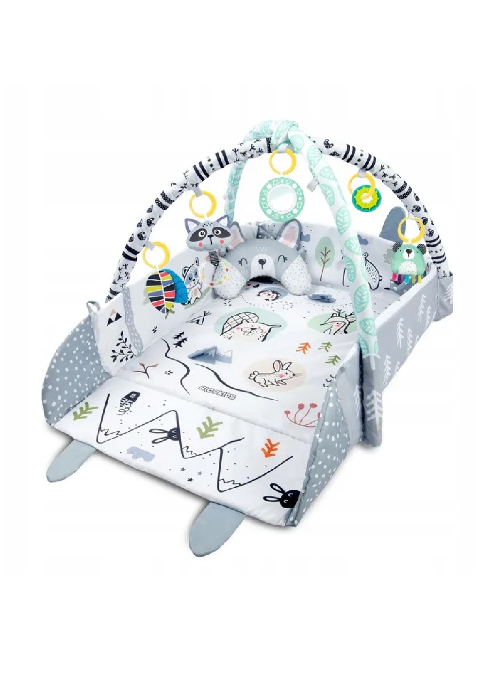 Большой развивающий интерактивный коврик для младенцев малышей детей с 7 игрушками 100х110х53 см (474820-Prob) Серый кролик Unbranded (259906169)