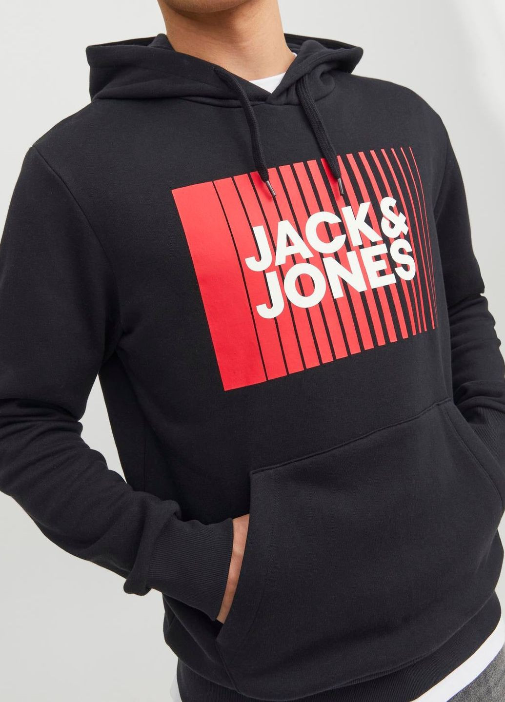 Худи флис,черный с принтом,JACK&JONES Jack & Jones (274232536)
