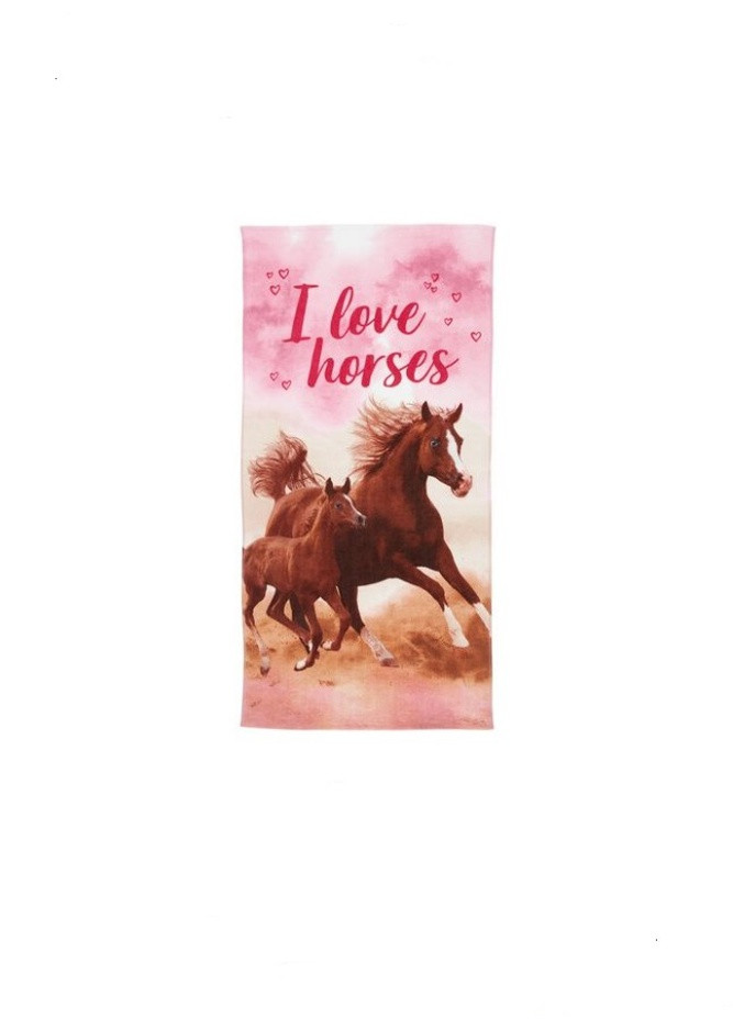 No Brand рушник horses 70x140см велюр дитячий рожевий виробництво - Китай