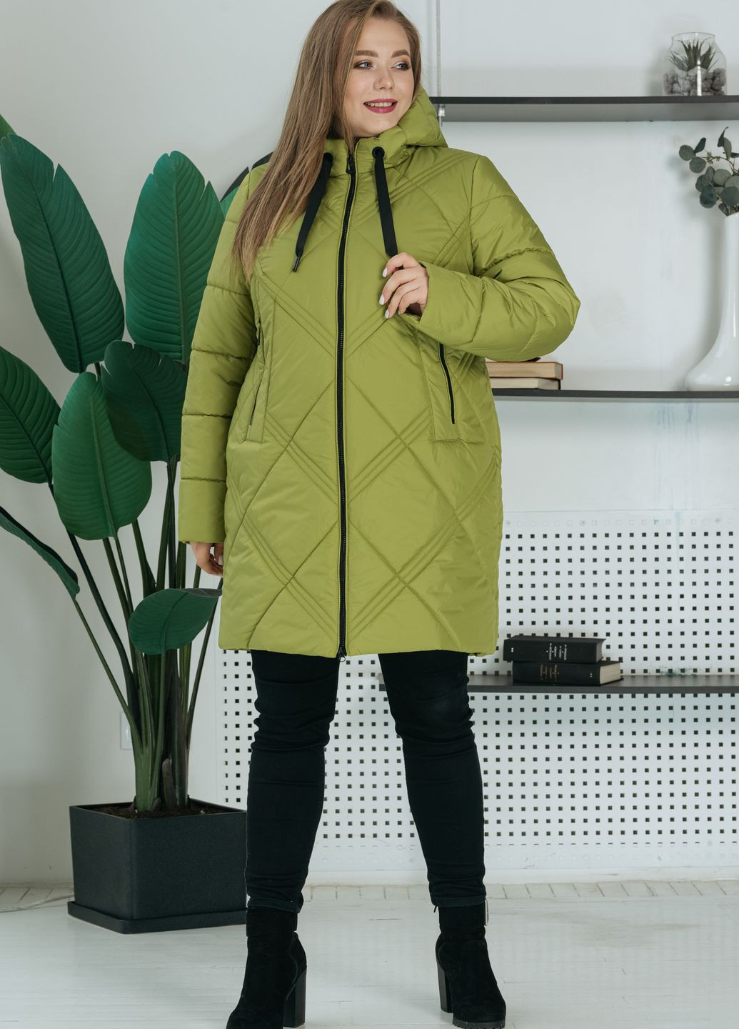 Светло-зеленая демисезонная демисезонная женская куртка большого размера куртка-пальто SK