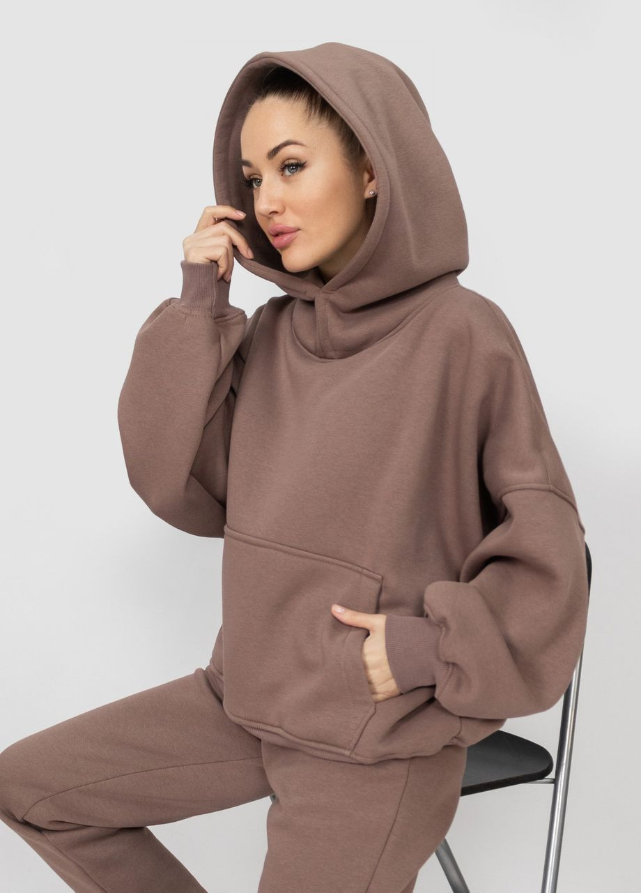 Женский костюм на флисе свитшот с капюшоном и штаны Мокко Maybel (270369455)