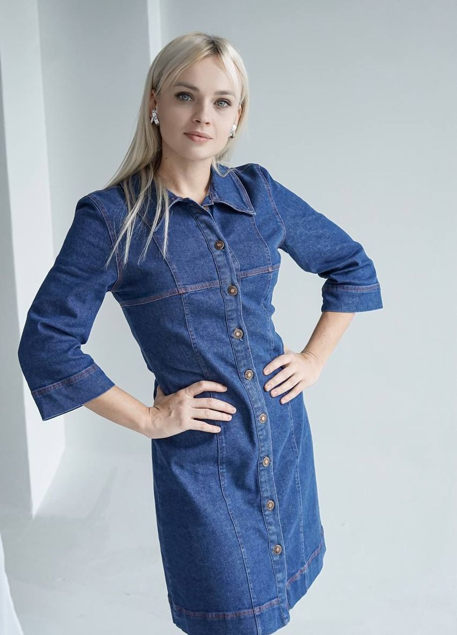 Синее женское короткое платье "pro решимость" цвет синий р.m 445687 New Trend