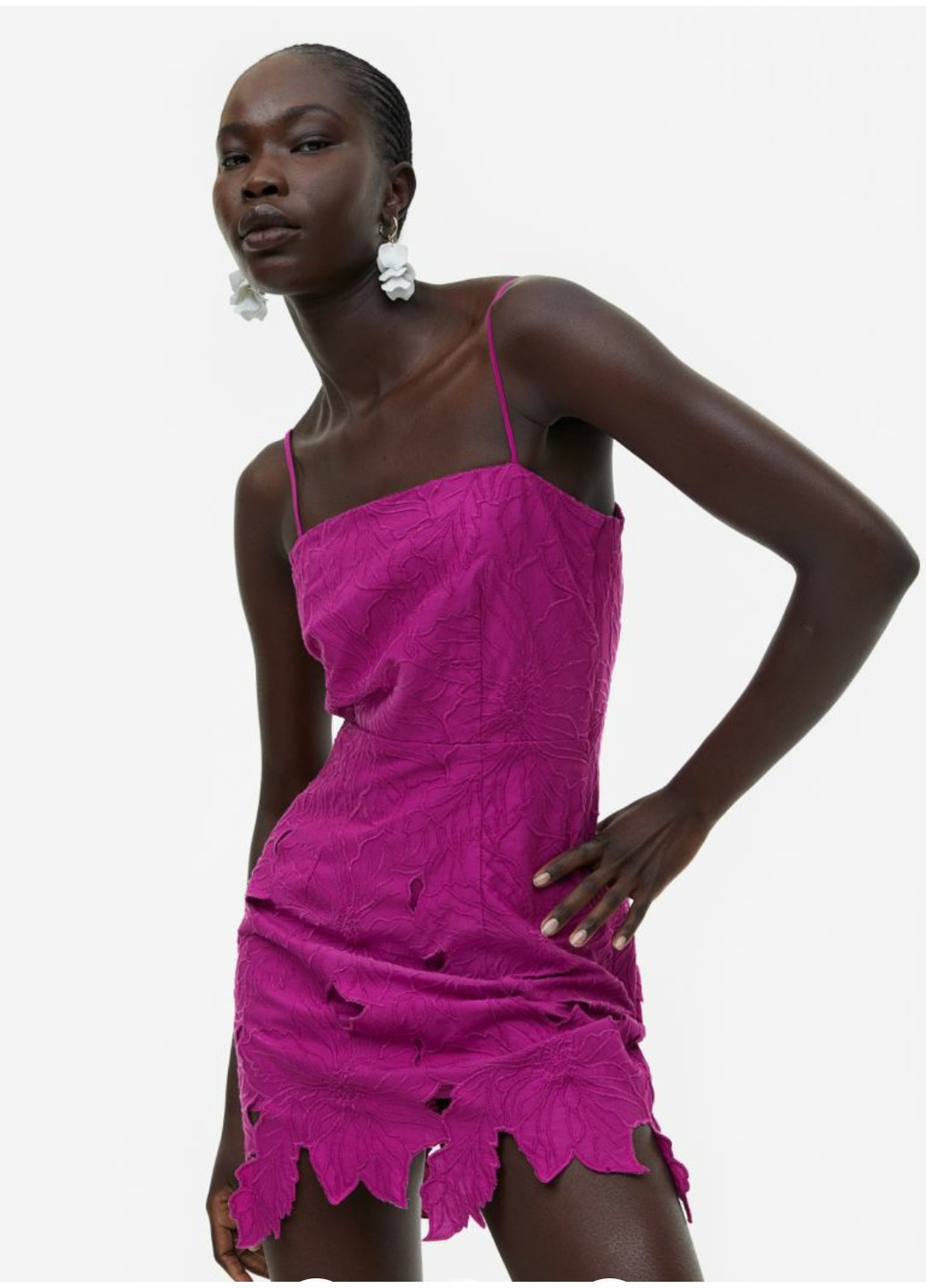 Сиреневое коктейльное короткое платье на тонких брителях (55671) 34 фиолетовое H&M