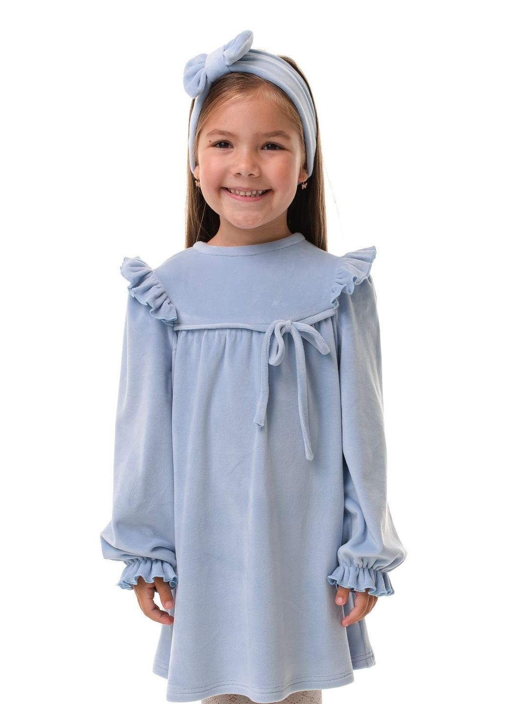 Блакитна плаття для дівчинки довгий рукав 9062 110 см блакитний 68179 Suzie (262821238)