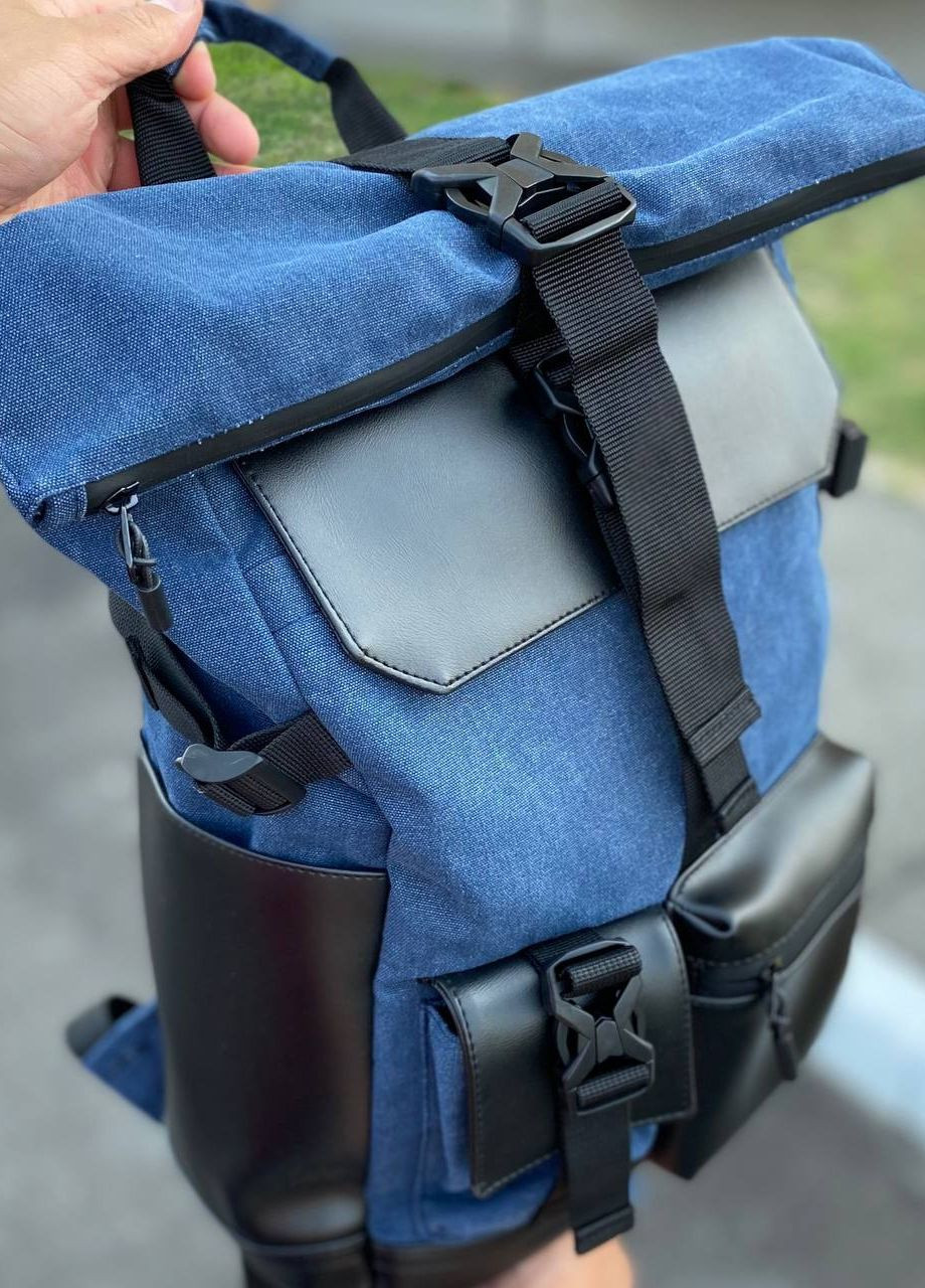 Місткий синій рюкзак для міста та подорожей Роллтоп Travel 2.0 No Brand (260947338)