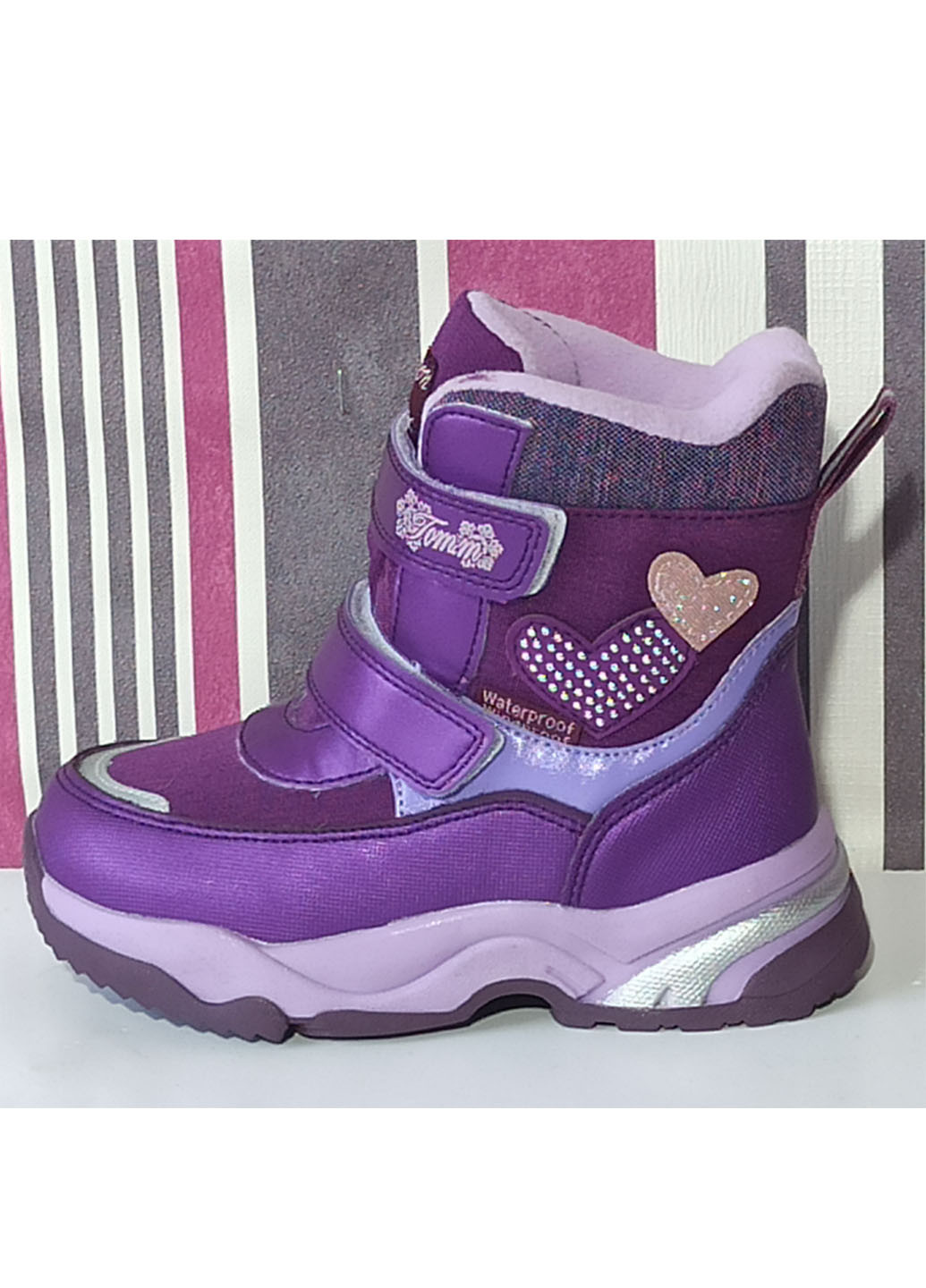 Дитячі зимові черевики для дівчинки на овчині ТОМ М 10244W фіолетові Tom.M (263360979)
