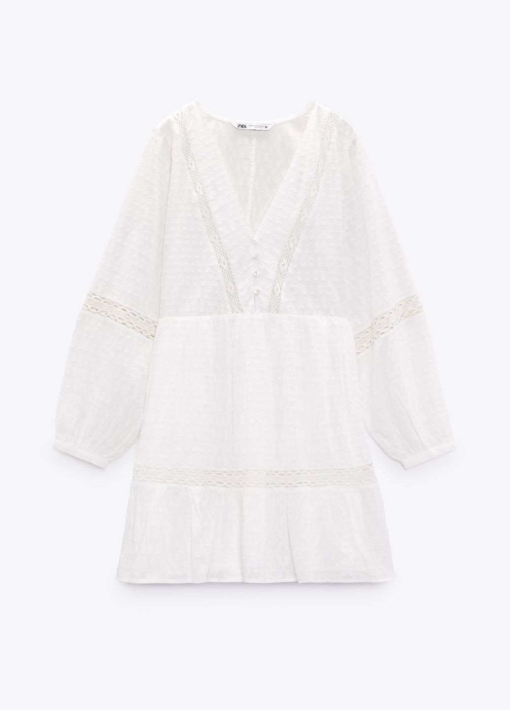 Белое праздничный ажурное платье Zara однотонное