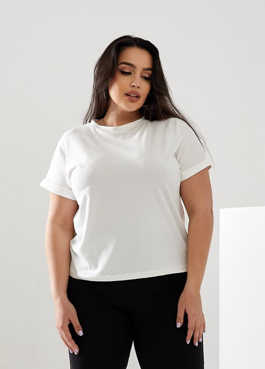 Молочна жіноча футболка колір молочний р.42/46 432365 New Trend