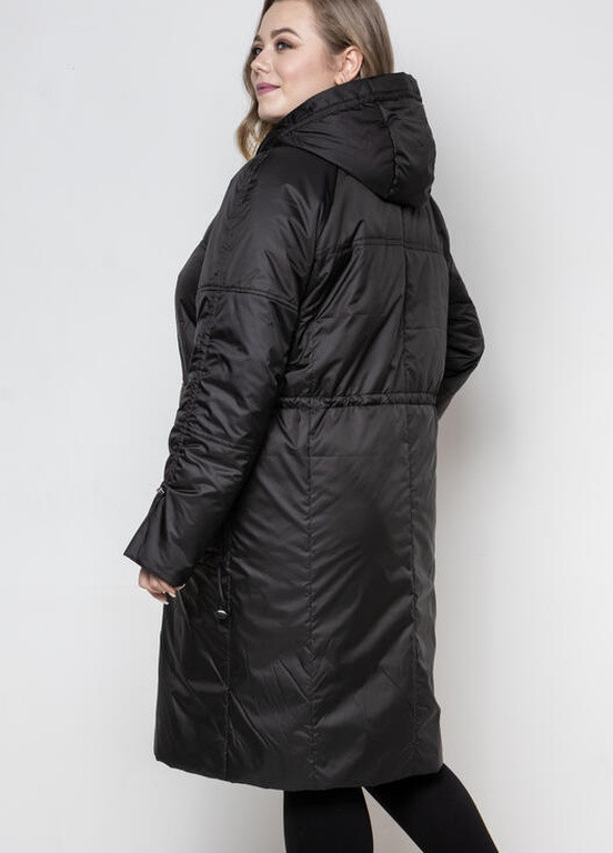 Черное демисезонное Женское пальто с капюшоном DIMODA