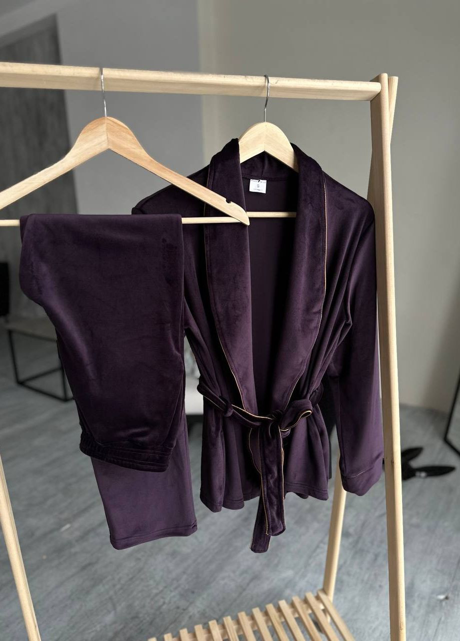 Темно-фіолетова всесезон ніжна велюрова піжамка Vakko