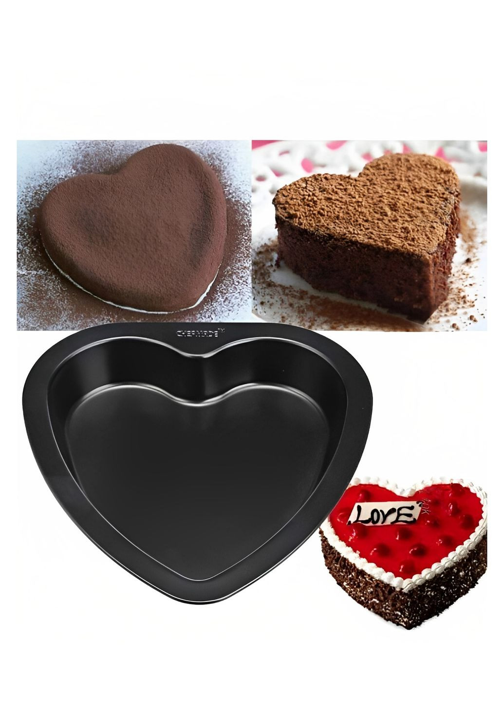 Форма тефлоновая черная в виде сердца для тортов и пирогов 23x22.5x3.5 см A-Plus (260659912)