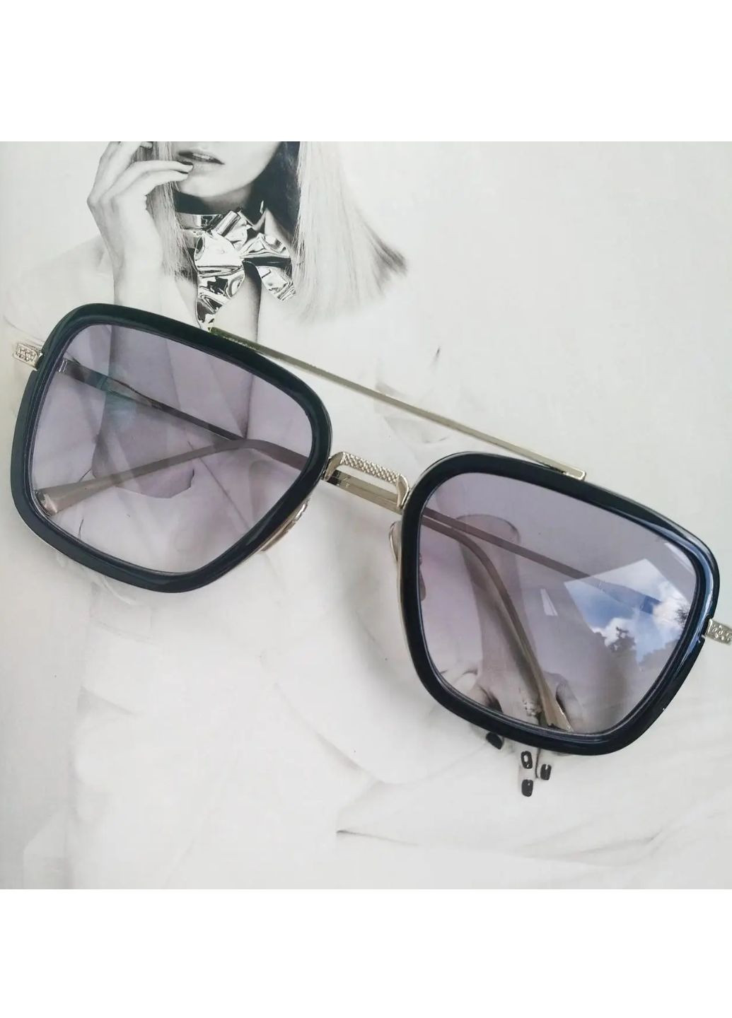 Солнцезащитные очки Тони Старка Серый в серебре No Brand (258555417)