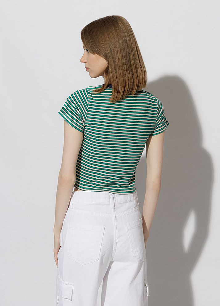 Зеленая летняя женская футболка слим цвет зеленый цб-00219010 Divon