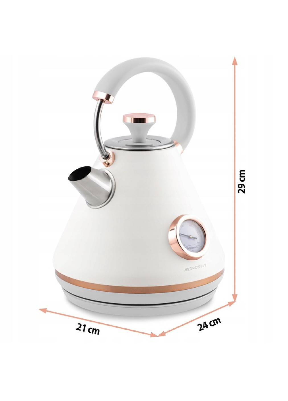 Електрочайник електричний чайник ергономічний із термометром метал 1,7 л 2200 Вт 29х23 см (475179-Prob) Білий Unbranded (262885692)