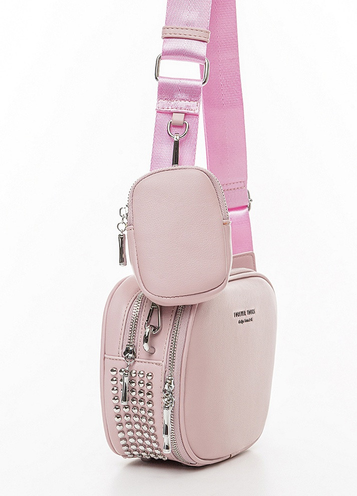 Жіноча сумка крос-боді + чохол для ключів колір пудровий ЦБ-00222686 Johnny (259786274)