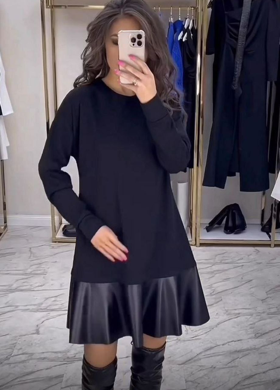 Черное повседневный платье свободного кроя popluzhnaya