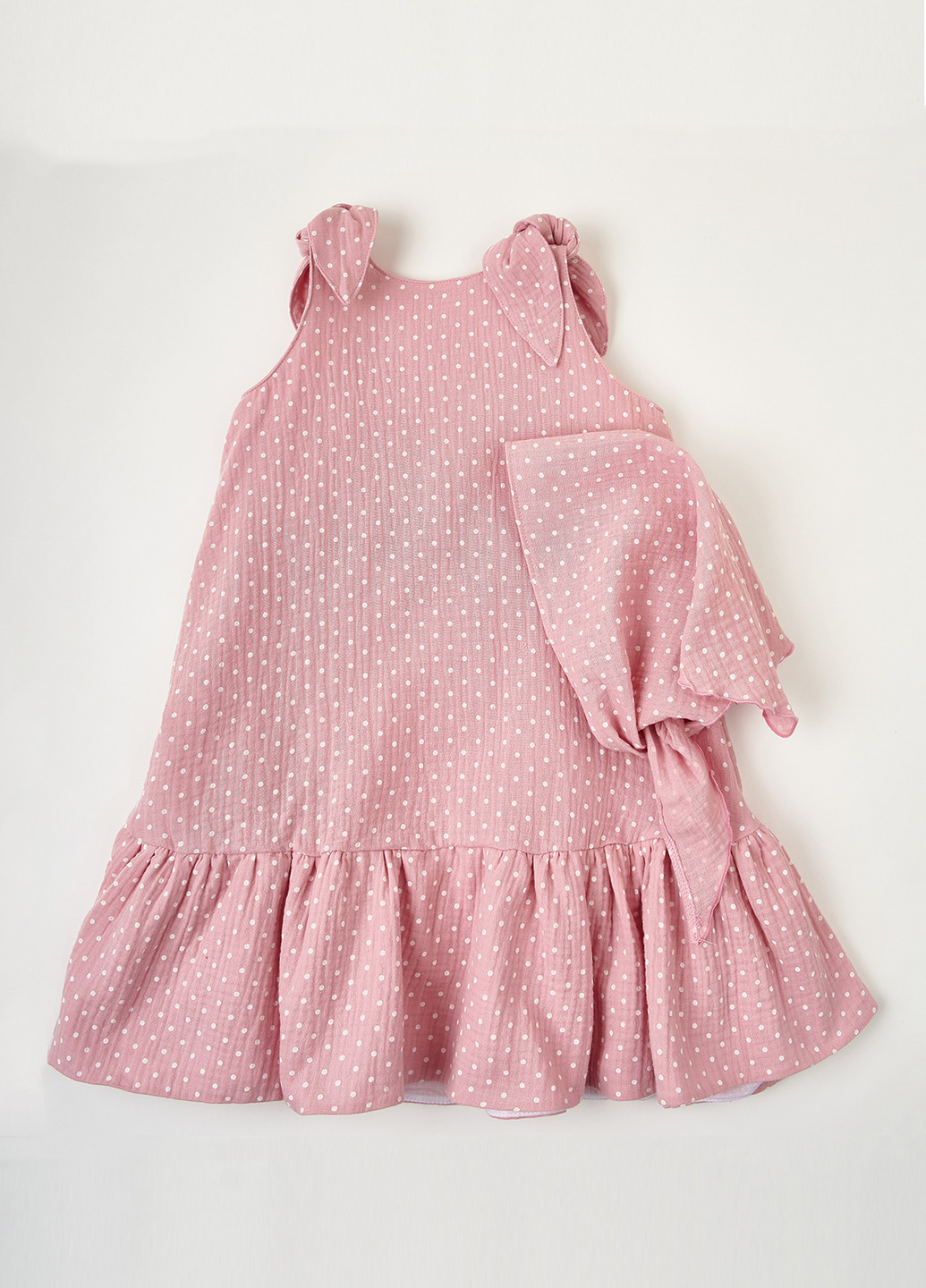 Розовое платье розовое из муслина "горошки" KRAKO (258341436)