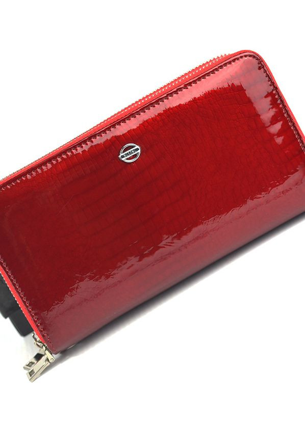 Красный женский лаковый кошелек на две молнии, классический толстый кошелек из натуральной кожи Balisa (268219306)