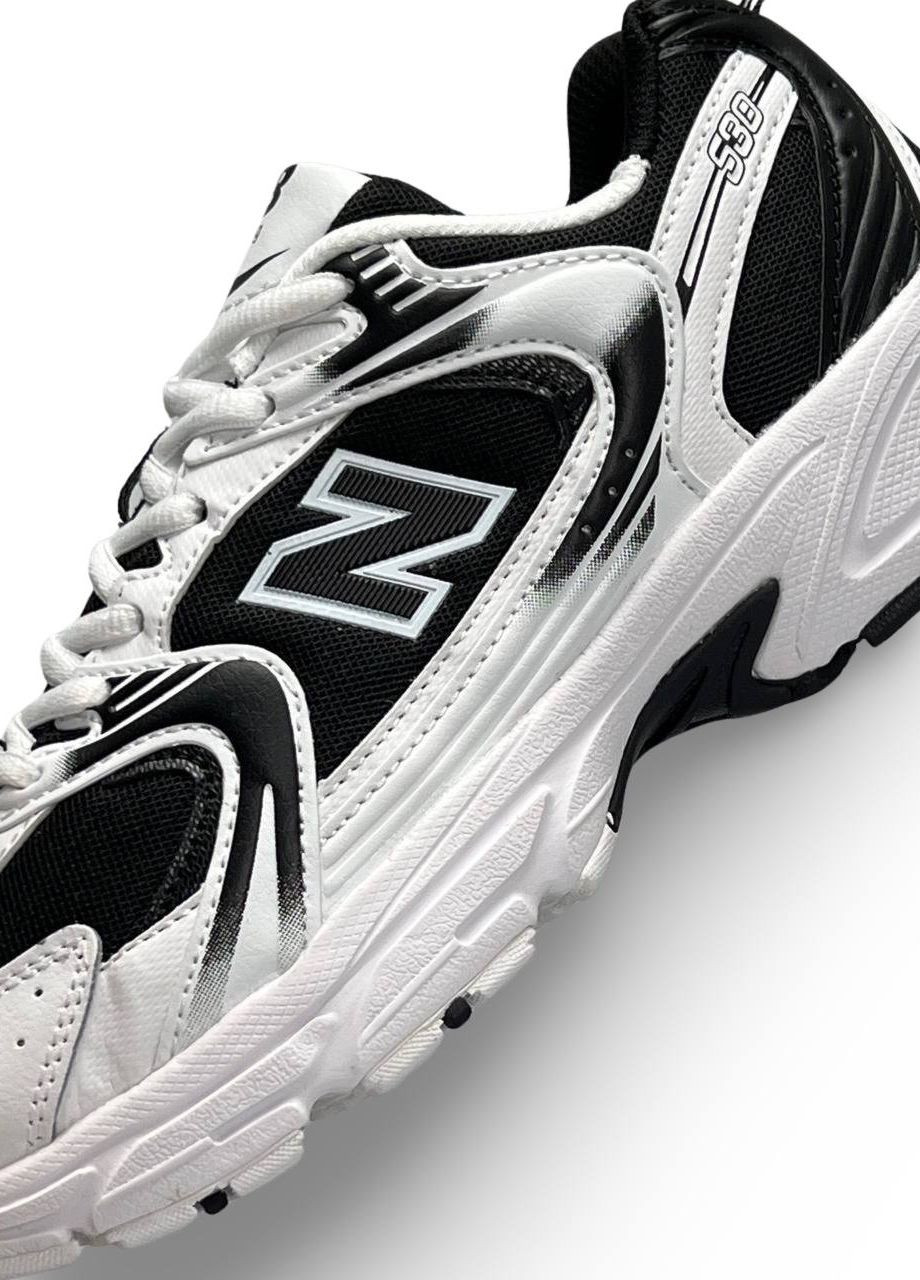 Черно-белые демисезонные мужские кроссовки new balance 530 premium basis white black (реплика)черно-белые No Brand