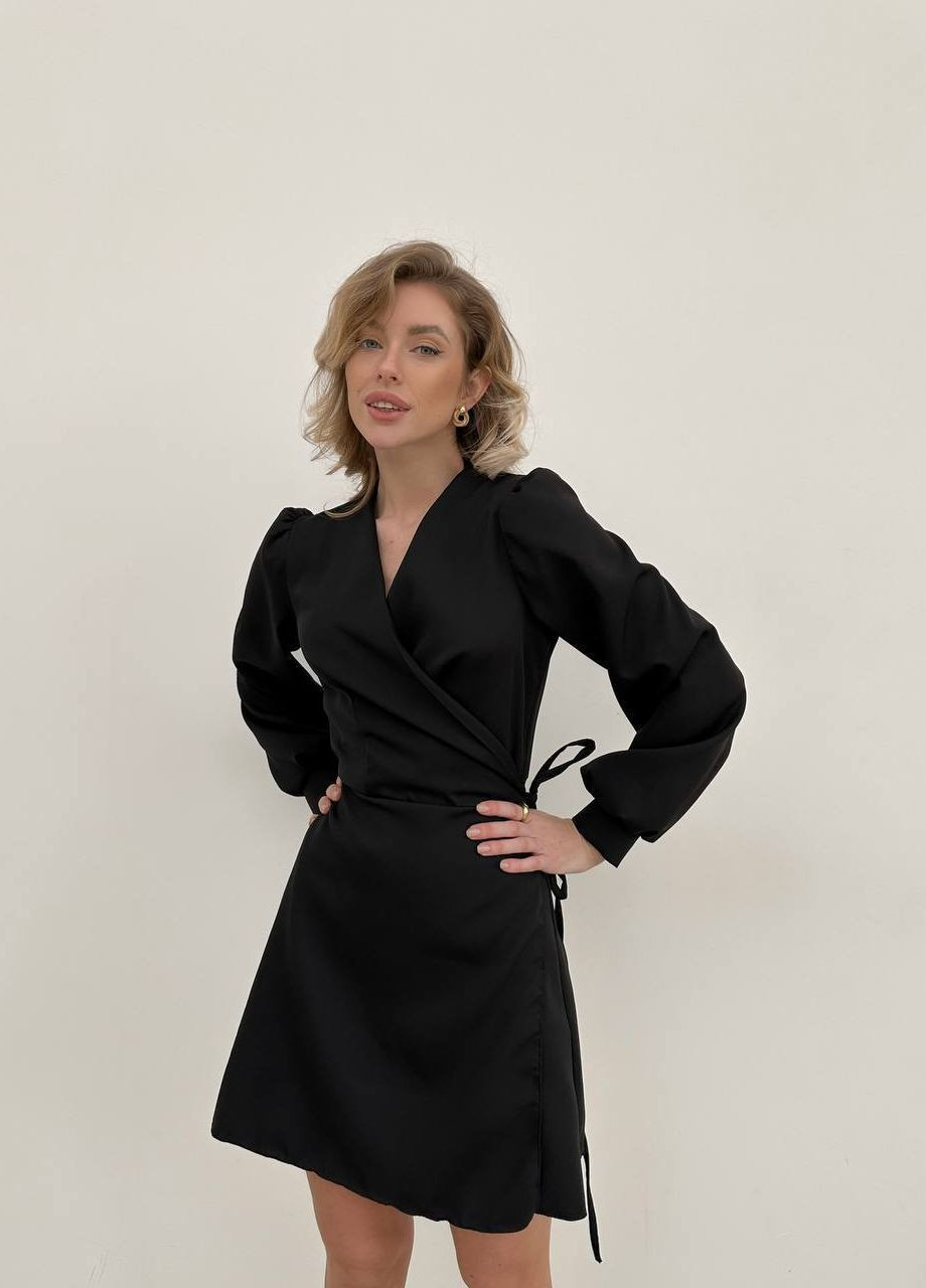 Черное кэжуал женское платье креп-костюмка No Brand